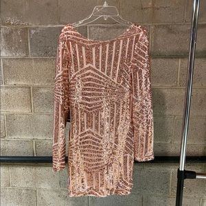 Long sleeve pink sequin mini dress